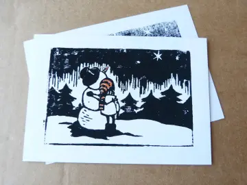 Linoprint Winterkarten