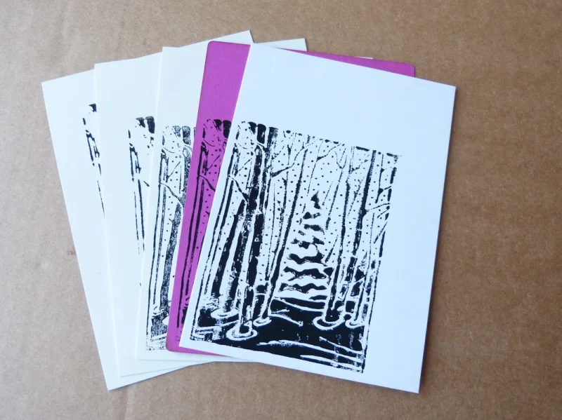 Linoprint Winterkarten
