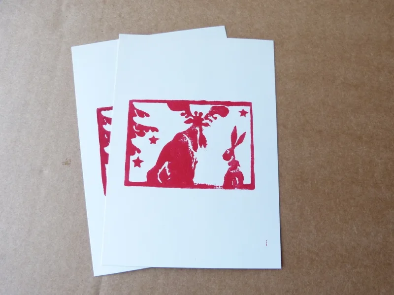 Linoprint Winterkarten